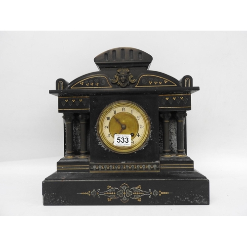 533 - Victorian slate mantle clock