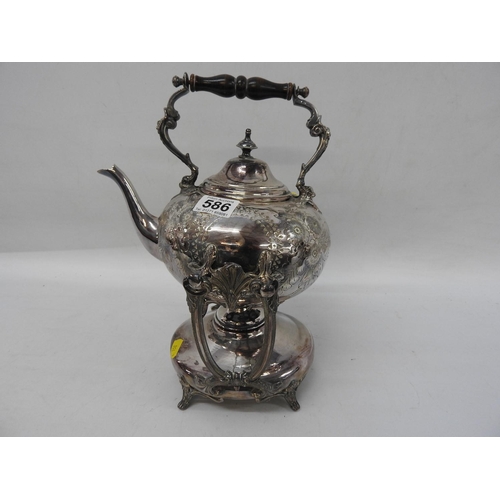 586 - Silver plated spirit kettle