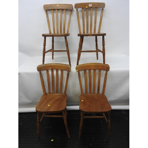 593 - 4x Elm slat back kitchen chairs