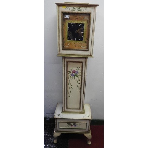 613 - Painted decorated Grandmother clock - 57