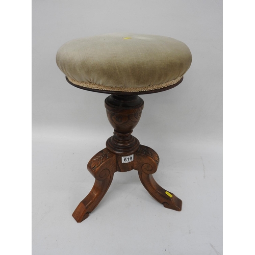 619 - Victorian Walnut adjustable music stool