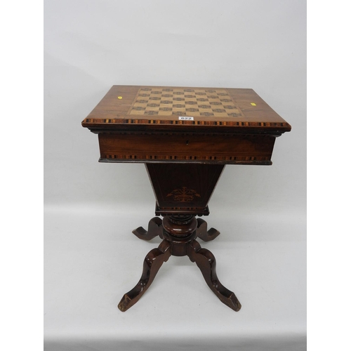 622 - Victorian Walnut inlaid ladies trumpet work/games table