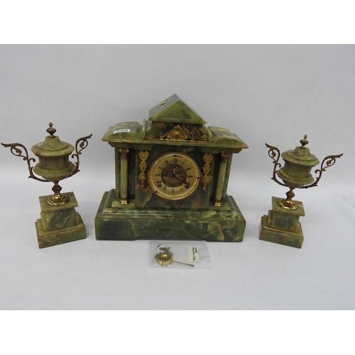 625 - Victorian Onyx clock garniture