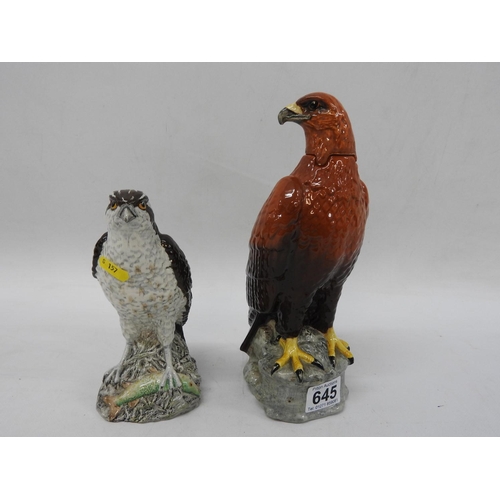 645 - 2x Beswick Ceramic Whisky Decanters (empty) Osprey and Golden Eagle