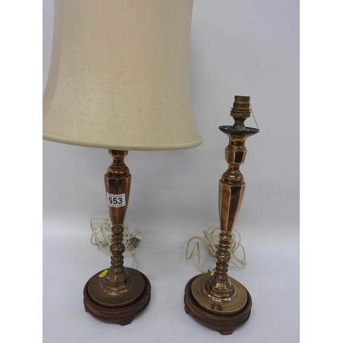 653 - Pair of Brass table lamps