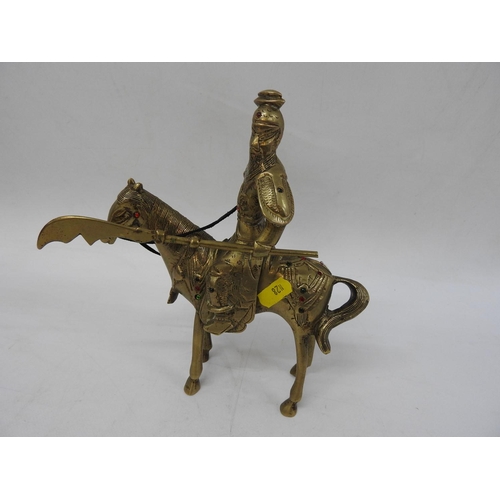 696 - Jewelled Brass horse and rider