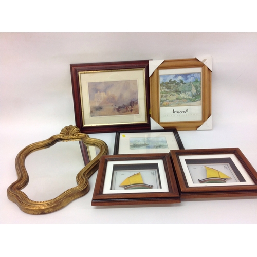 1245A - Mirror and framed pictures