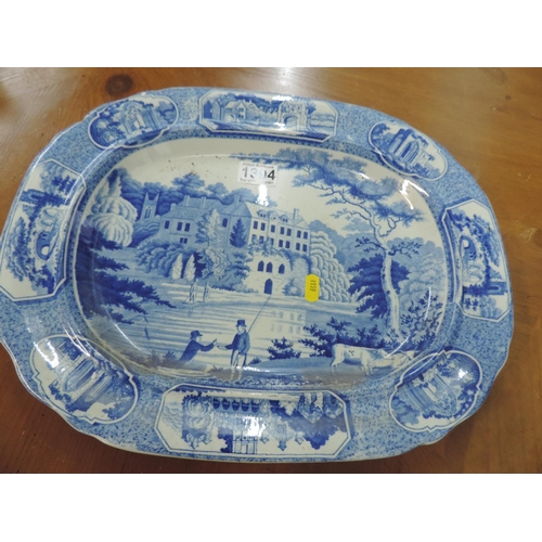 1394 - Blue and White meat plate