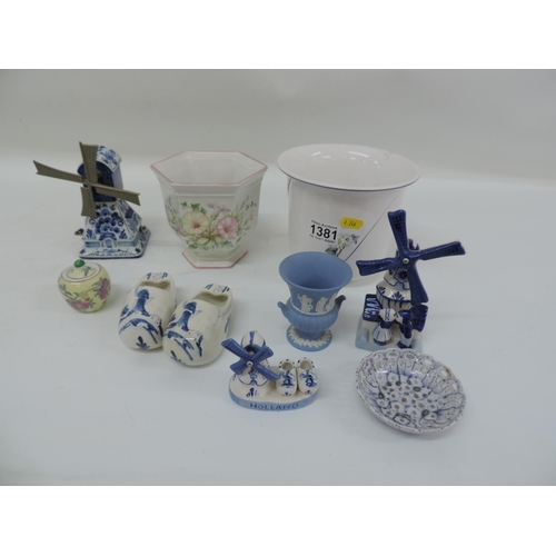 1381 - Misc china, windmill musical ornament etc