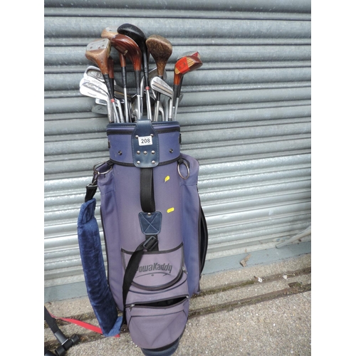 208 - Golf bag and clubs