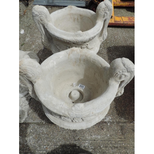 231 - Pair of urn concrete garden planters