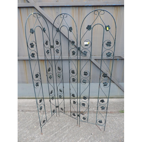 4 - Three panel metal folding garden screen