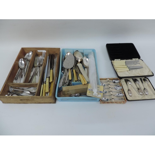 972 - Cutlery, cutlery trays and cased cutlery etc