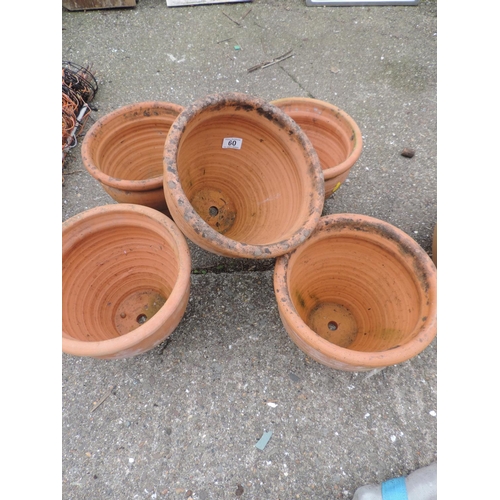 60 - 5x Terracotta Plant Pots