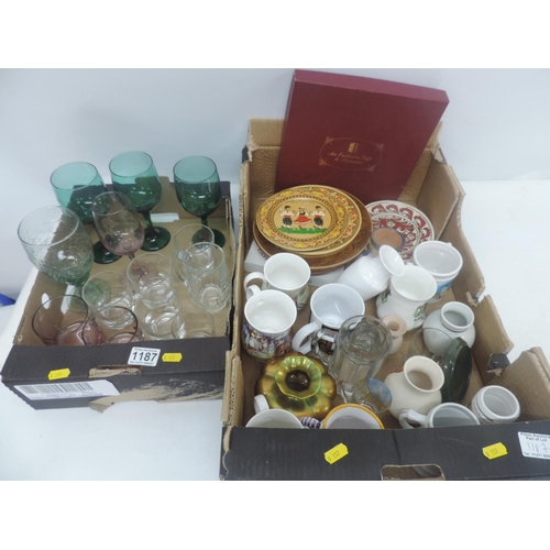 1187 - Box of Drinking Glasses and Box of China etc