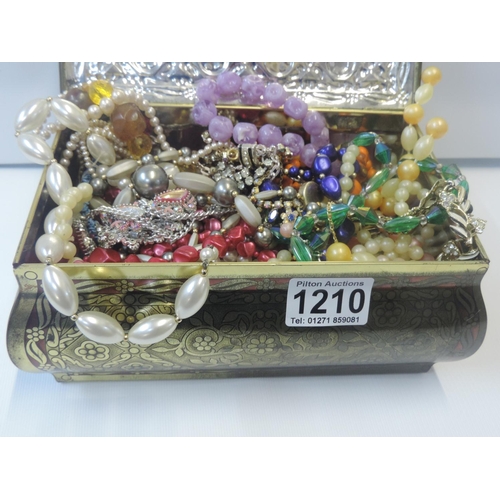 1210 - Tin of Costume Jewellery