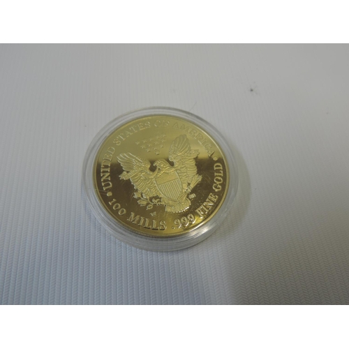 1222 - Gold Coloured Liberty Coin