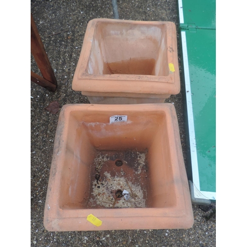 25 - Pair of Small Square Terracotta Garden Planters