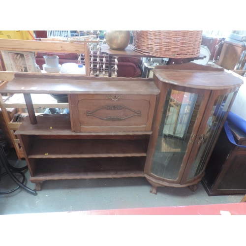 316 - Bookshelves with Integral Bow Front Display Cabinet