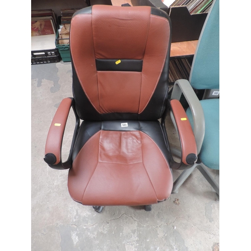 589 - Leather Swivel Office Chair with Arms