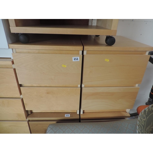 654 - Pair of Lightwood Bedside Cabinets