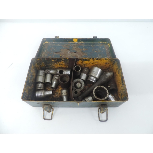 718 - Metal Tin and Contents - Sockets