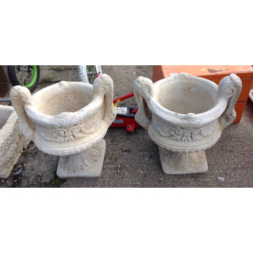 535C - Pair of Large Decorative Concrete Garden Urn Planters