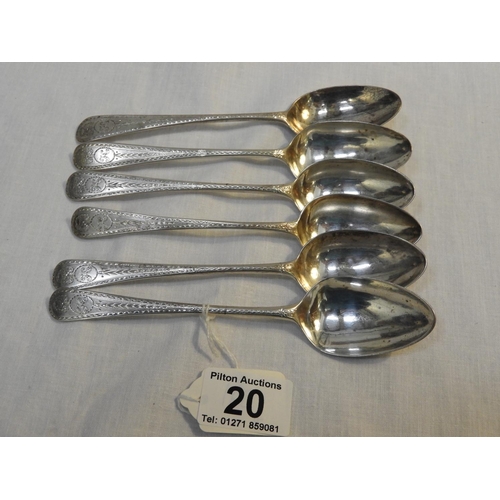 20 - 6x Silver Dessert Spoons - 162gms