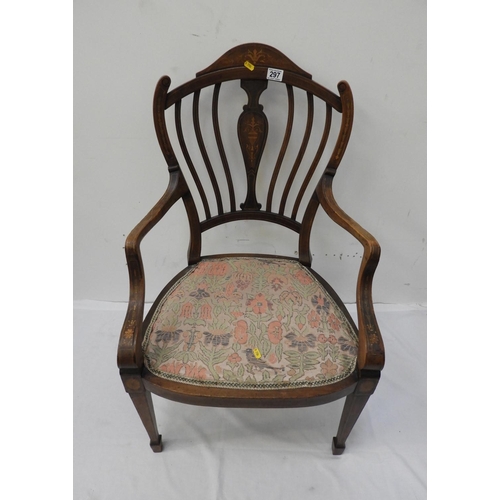 297 - Edwardian Mahogany Inlaid Armchair