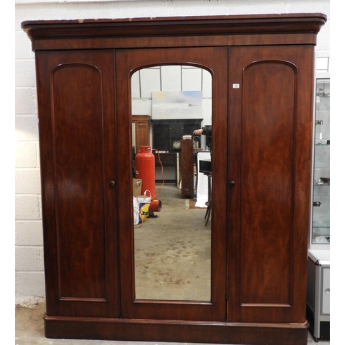 3 - Victorian Mahogany Compactum Wardrobe with Mirror - 72x 83x 24