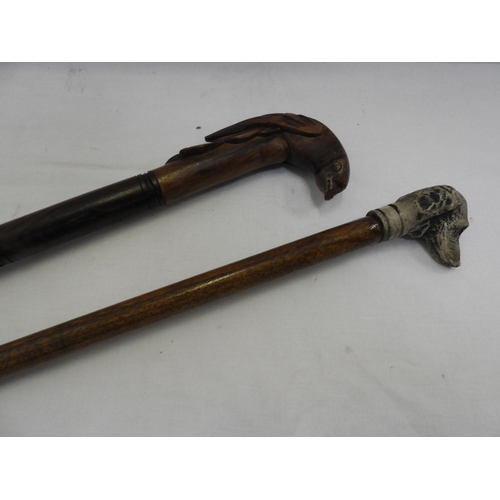 307 - 2x Walking Sticks - Bird and Dog