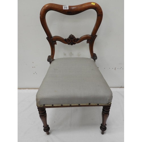 318 - Victorian Mahogany Balloon Back Dining Chair