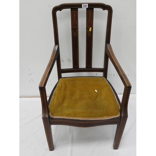 320 - Edwardian Mahogany Inlaid Armchair