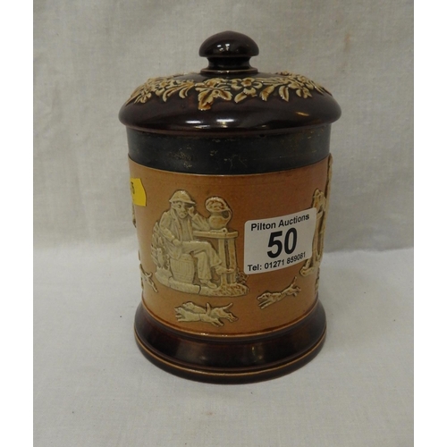 50 - Silver Collared Royal Doulton Lidded Tobacco Jar