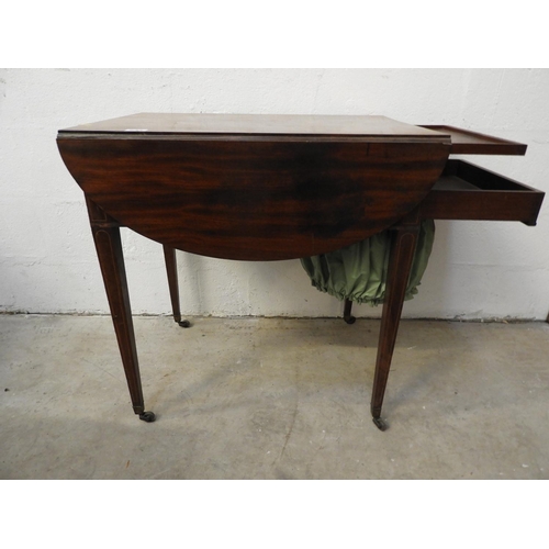 541 - Victorian Mahogany Drop Flap Ladies Work Table with Games Table Slide