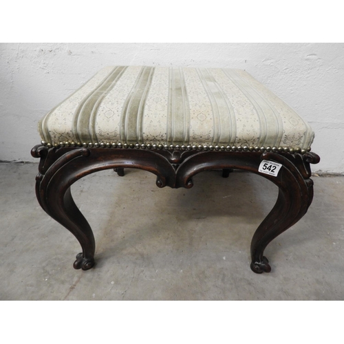 542 - Victorian Mahogany Carved Stool