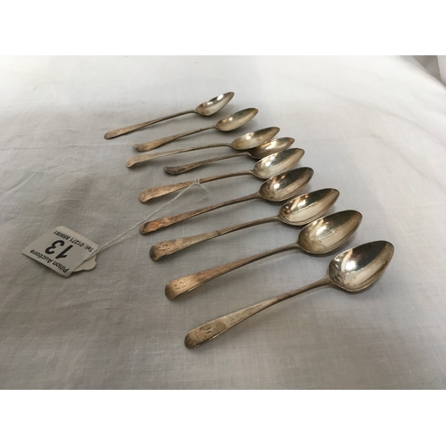 13 - 9x Silver Teaspoons - 110grms