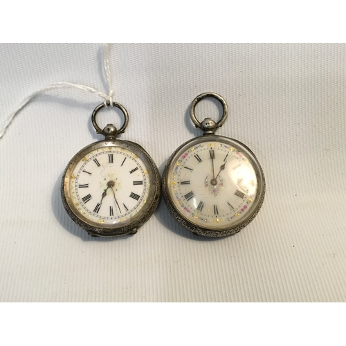 11 - 2x Ladies Silver Pocket Watches