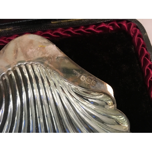 12 - Cased Silver Oyster Serving Dish with Knife