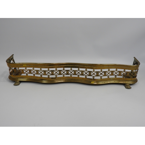 603 - Pierced Brass Fire Fender on Claw Feet - 48” Long x 8” High