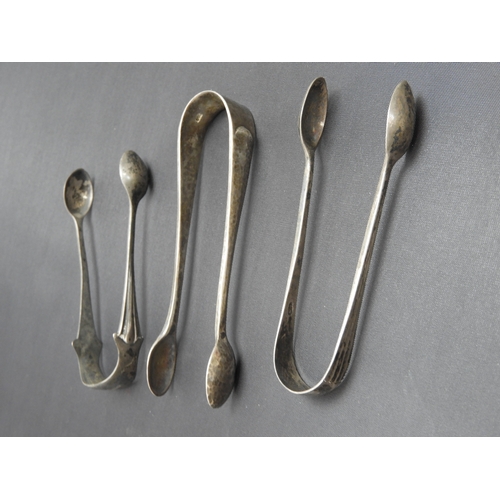 53 - 3x Pairs of Silver Sugar Nips - 50gms