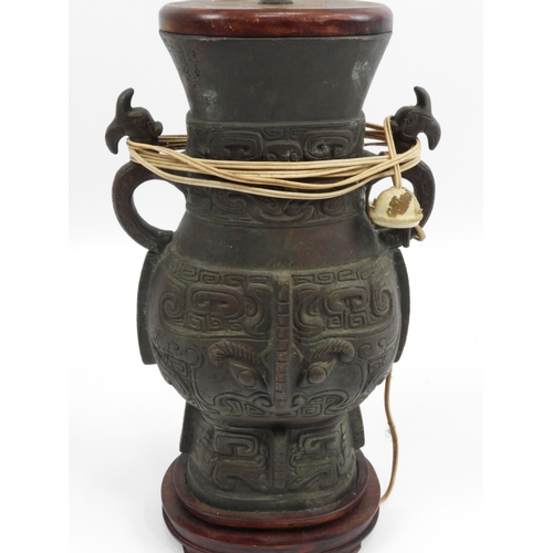 119 - Eastern Spelter Vase Converted to a Lamp - 15” High