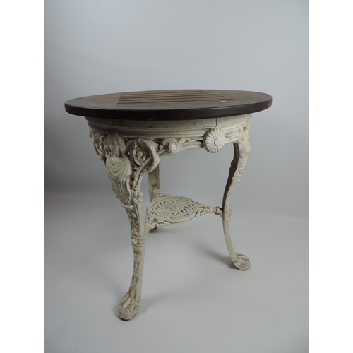 41 - Period Cast Iron Pub Table Base depicting Female Figures in Floral Surrounds Raised on Claw Feet - S... 