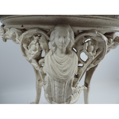 41 - Period Cast Iron Pub Table Base depicting Female Figures in Floral Surrounds Raised on Claw Feet - S... 