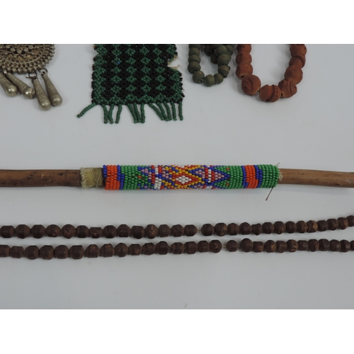 116 - Ethnic Tribal Jewellery and a Spear