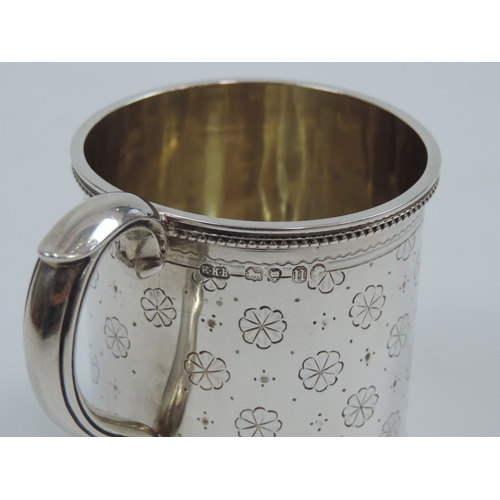 36 - Victorian Silver Christening Mug - Engraved with Flower Petals - London 1868 - 3