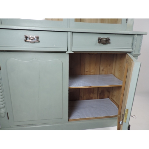 7 - Victorian Painted Pine Glazed Dresser with Keys - 48x 17x 78