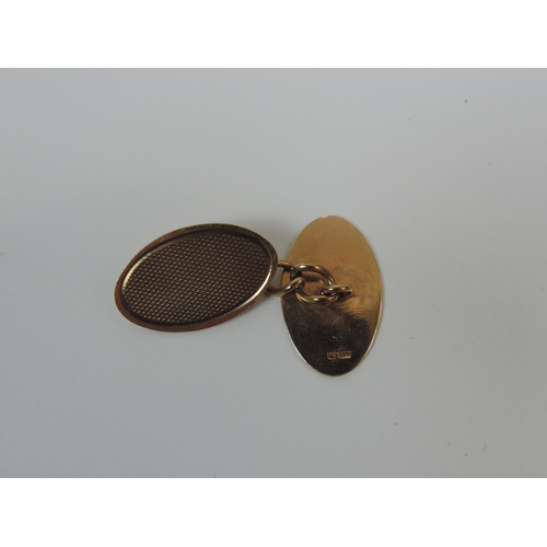 50 - 9ct Gold Cuff Links with Engine Turned Decoration - 6.3gms