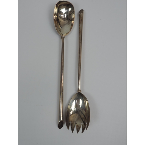 27 - Good Quality Boxed Silver Salad Servers - 1908