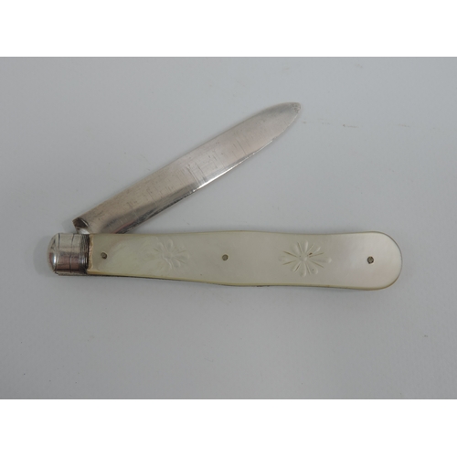 121 - Mother of Pearl and Silver Fruit Knife 1912